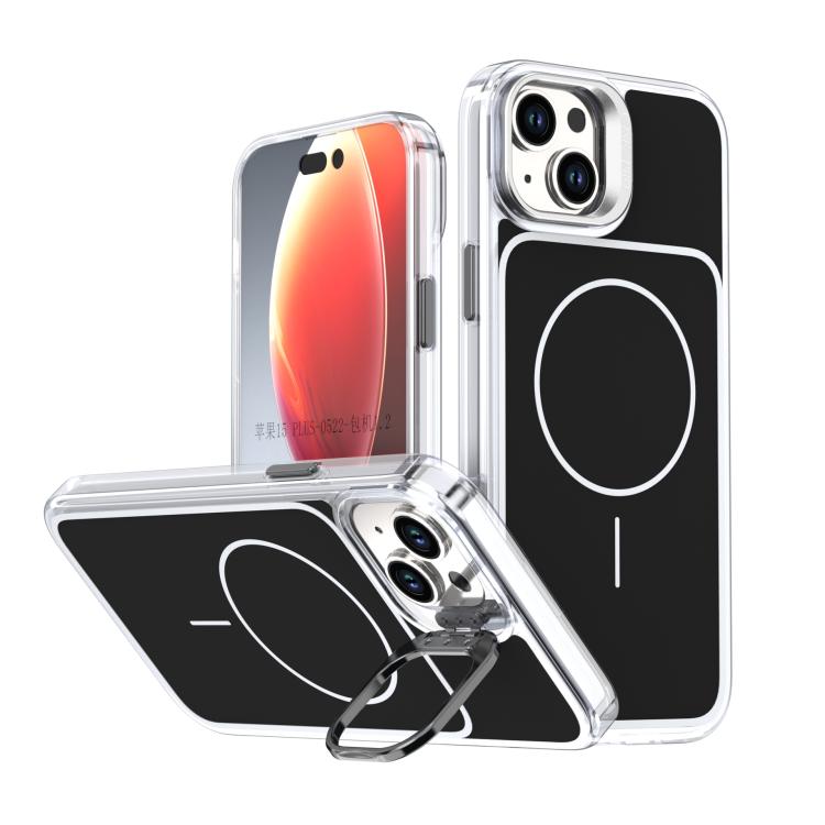 Bright Color Blocking Camera Bracket Magnetic Phone Case, For iPhone 15 Pro Max���...