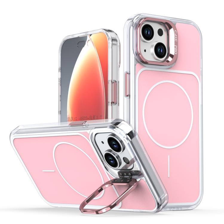 Bright Color Blocking Camera Bracket Magnetic Phone Case, For iPhone 15 Pro Max���...