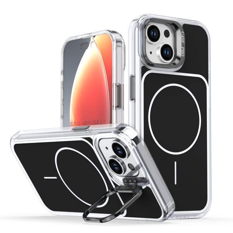 Bright Color Blocking Camera Bracket Magnetic Phone Case, For iPhone 15 Pro Max���...