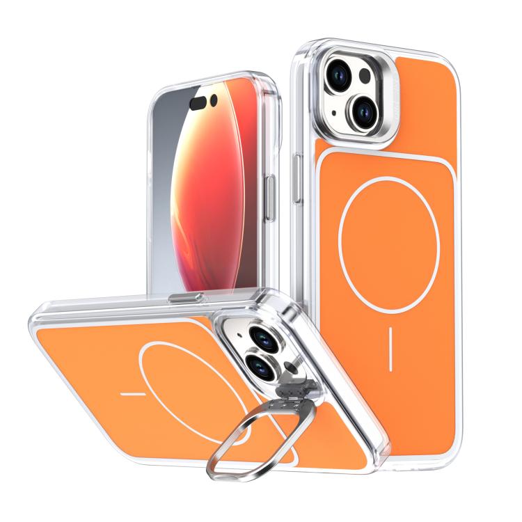 Bright Color Blocking Camera Bracket Magnetic Phone Case, For iPhone 15 Pro Max���...