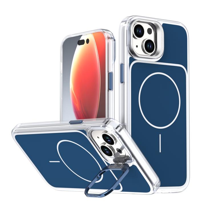 Bright Color Blocking Camera Bracket Magnetic Phone Case, For iPhone 15 Pro Max���...