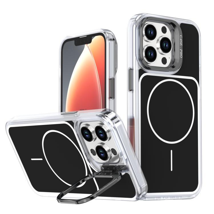 Bright Color Blocking Camera Bracket Magnetic Phone Case, For iPhone 15 Pro Max���...