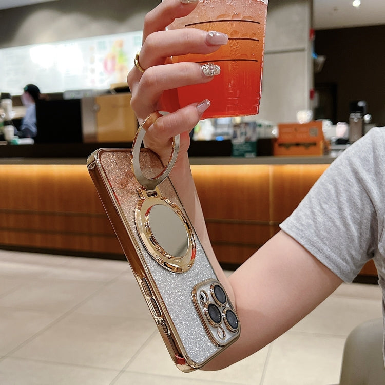 Plated Mirror Holder Gradient Glitter MagSafe Phone Case, For iPhone 13 Pro Max���...